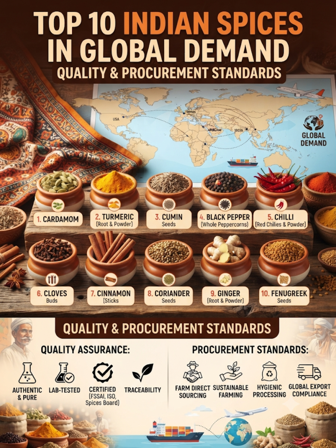 Top 10 Indian Spices in Global Demand: Quality & Procurement Standards